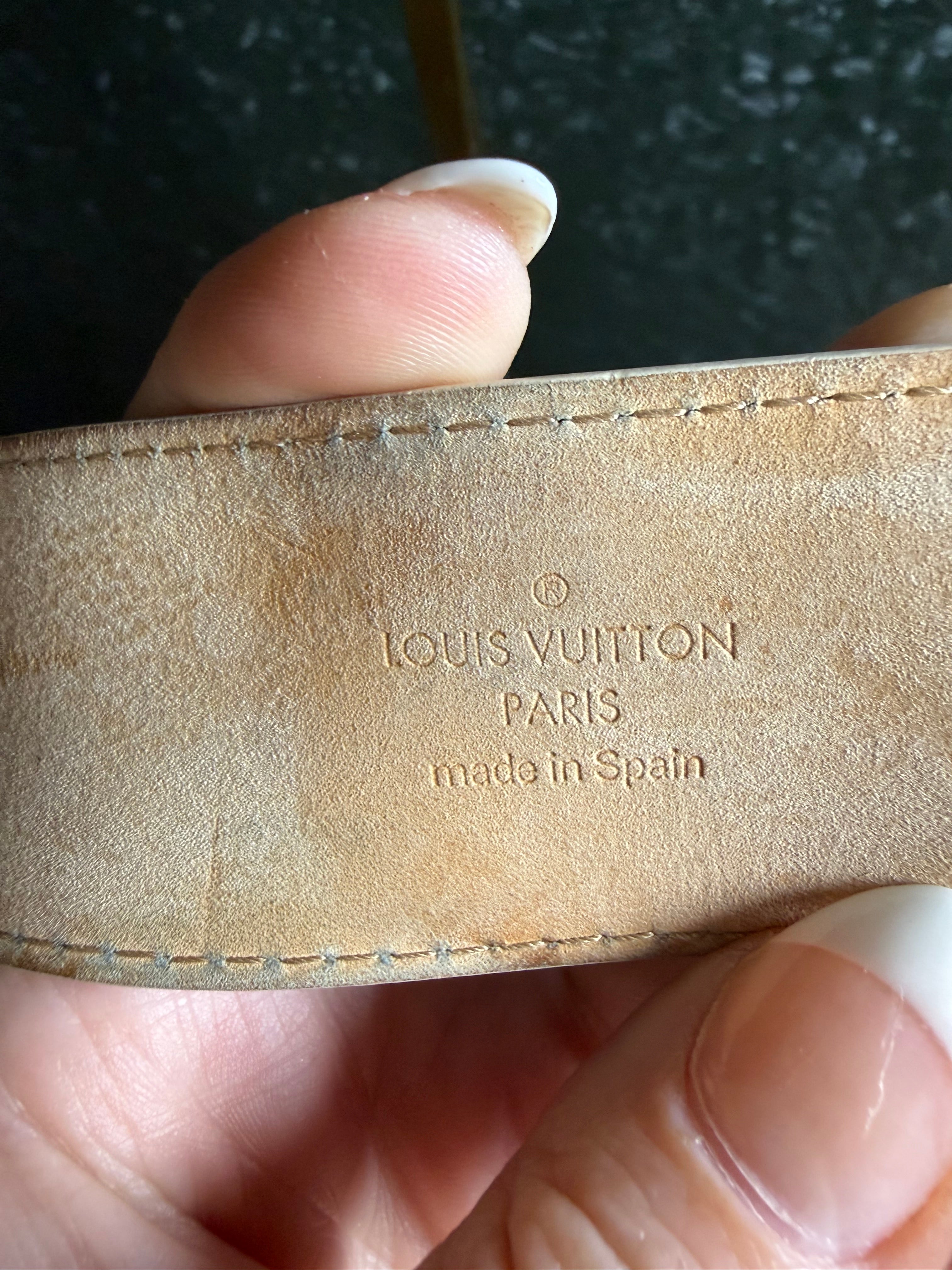 Louis Vuitton LV Initiales Damier Azur Canvas Belt Gold Buckle size 34