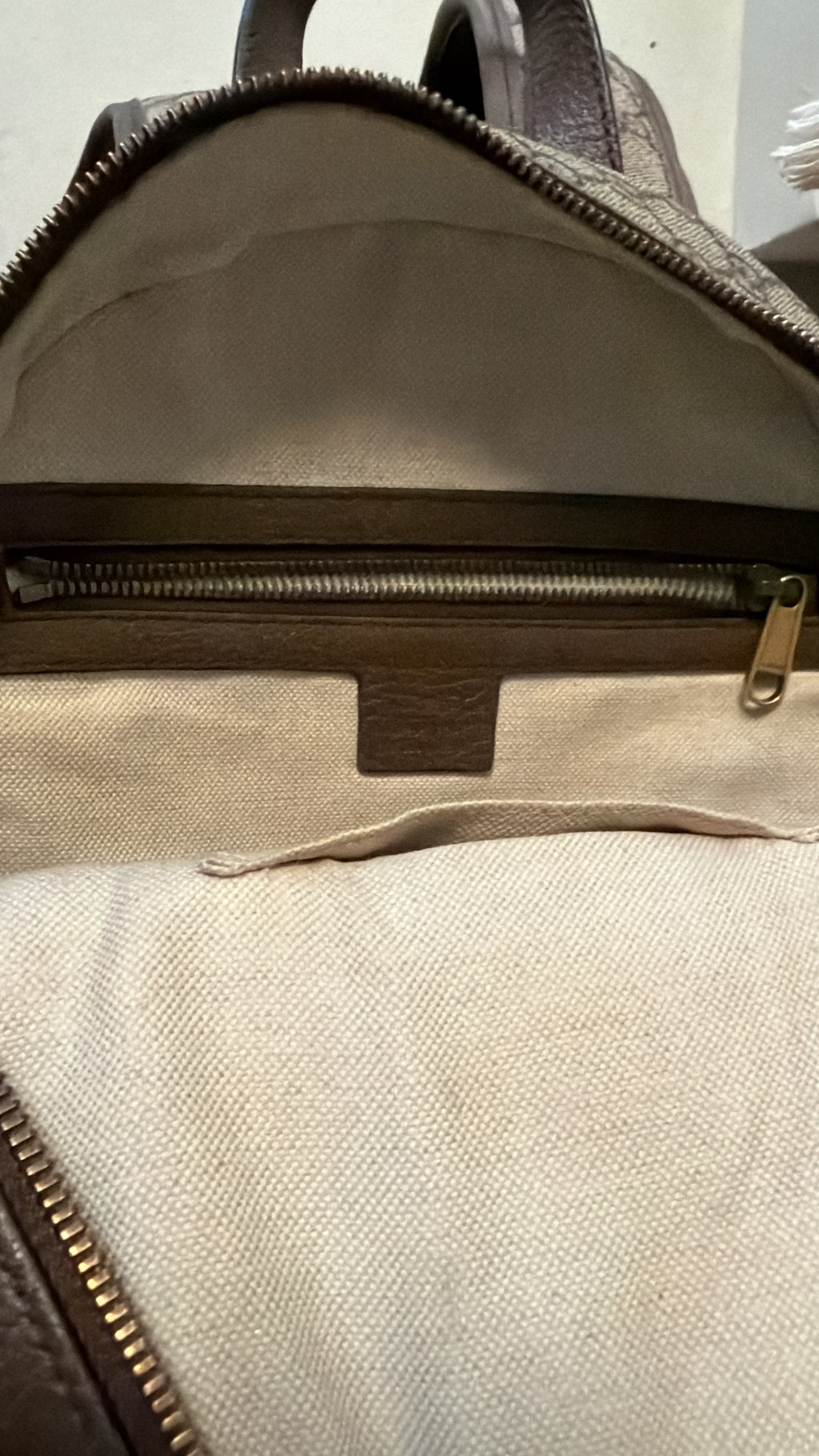 Gucci GG Supreme Ophidia Small Backpack Web Stripe Beige Ebony Canvas Gold Hardware