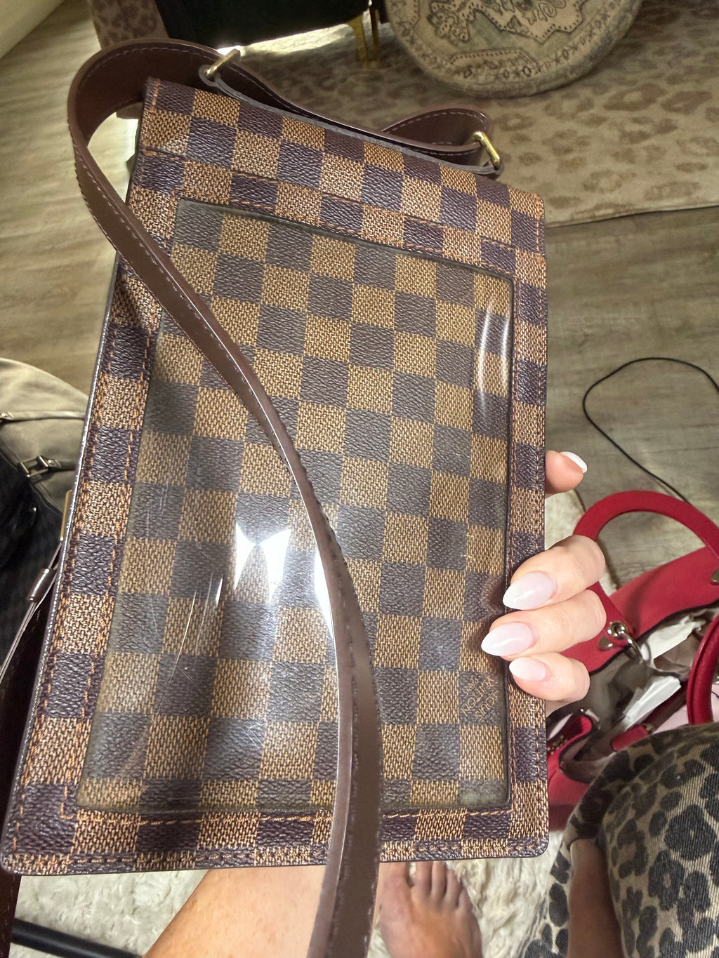 Louis Vuitton Damier Ebene Crossbody Organizer Bag | Vintage LV Hands-Free Shoulder Bag