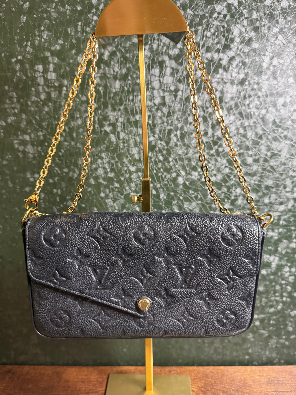 Louis Vuitton Félicie Pochette Black Monogram Empreinte Chain Wallet Crossbody