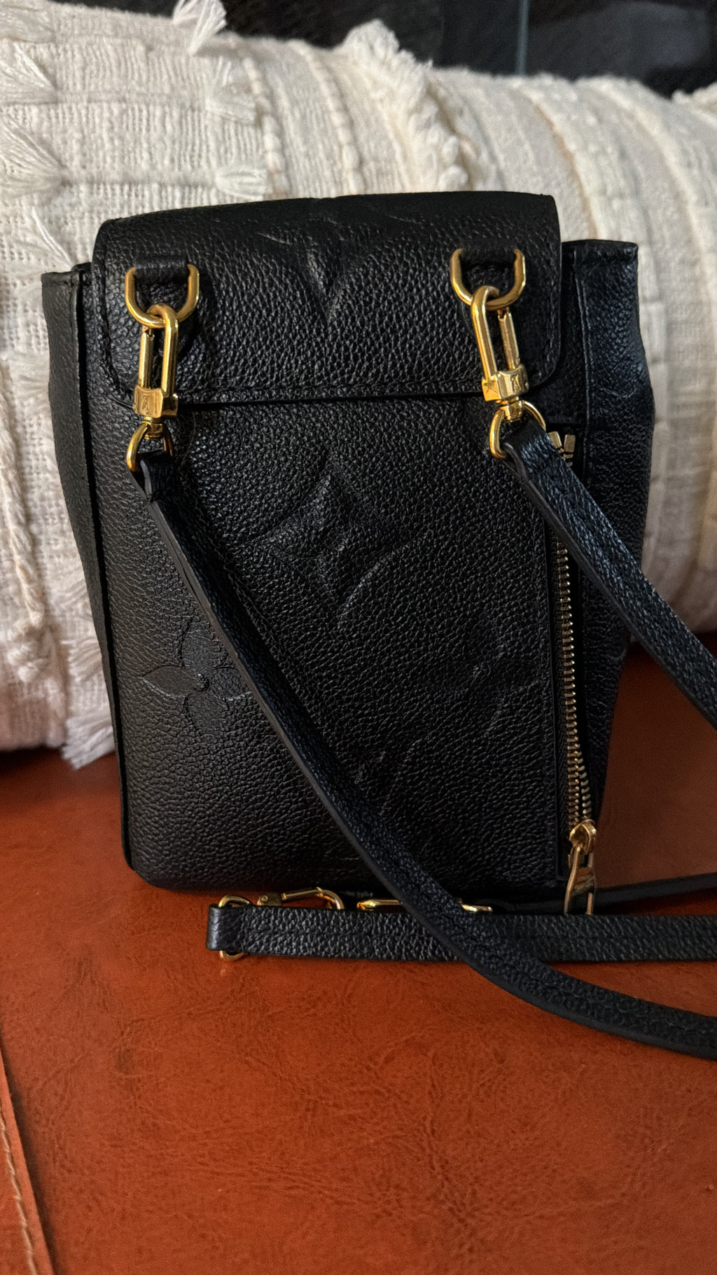 Louis Vuitton Tiny Backpack Monogram Empreinte Giant Black Leather Gold Hardware