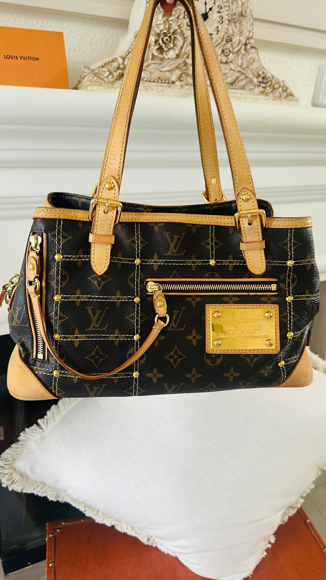 Louis Vuitton Riveting MM Monogram Canvas Shoulder Bag | Authentic Vintage Louis Vuitton Handbag