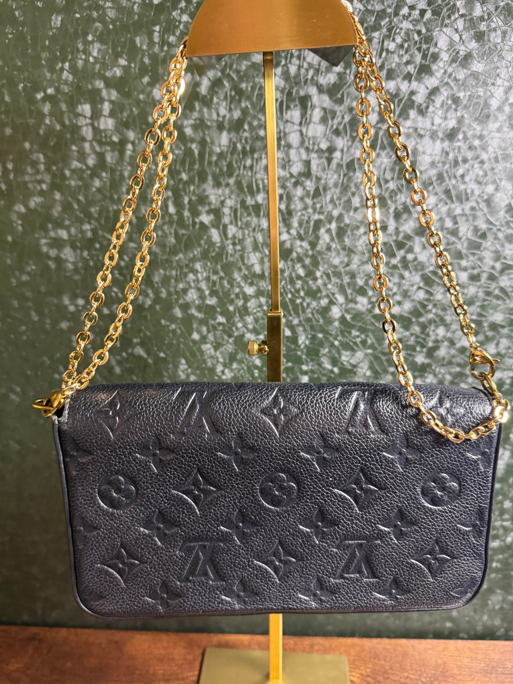 Louis Vuitton Félicie Pochette Black Monogram Empreinte Chain Wallet Crossbody