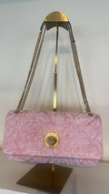 VERSACE La Medusa Baroque Jacquard Shoulder Bag – Pink & Gold Hardware