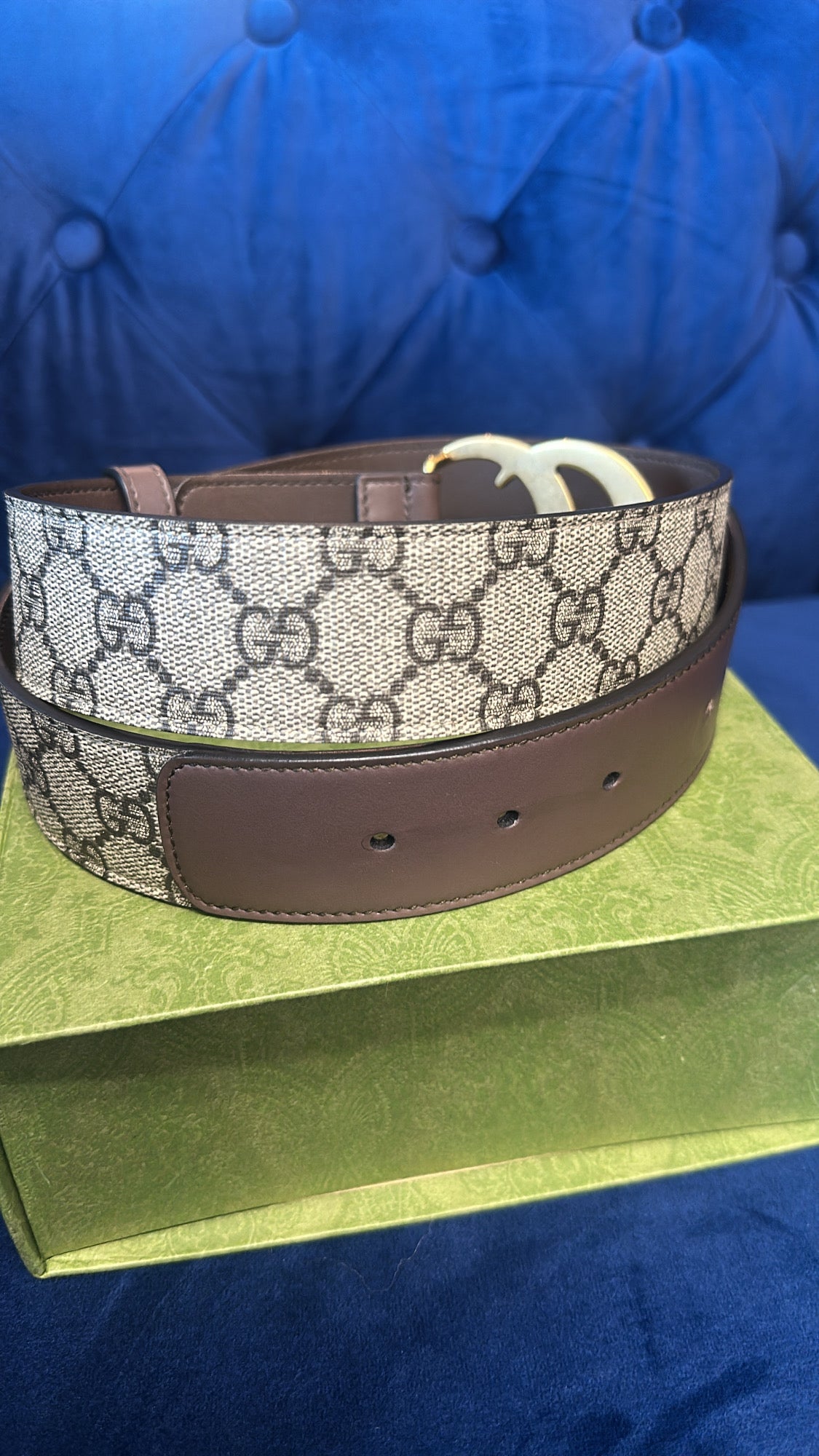 GUCCI Interlocking GG Reversible Belt – GG Supreme Canvas & Brown Leather (Size 90/36)