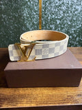 Louis Vuitton LV Initiales Damier Azur Canvas Belt Gold Buckle size 34