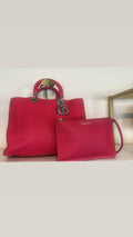 CHRISTIAN DIOR Diorissimo Grained Calfskin Tote – Red with Silver Dior Charm