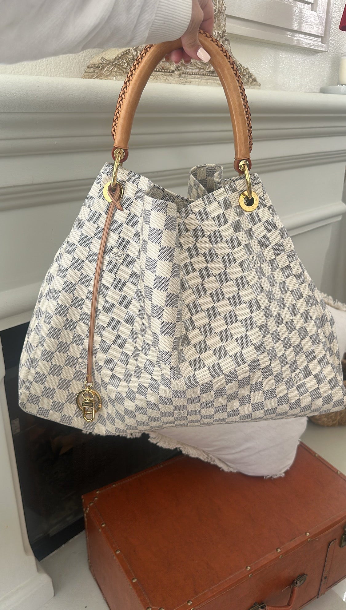 Louis Vuitton Artsy GM Damier Azur Canvas Braided Handle Hobo Bag