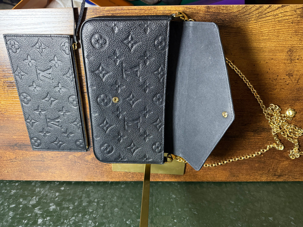 Louis Vuitton Félicie Pochette Black Monogram Empreinte Chain Wallet Crossbody