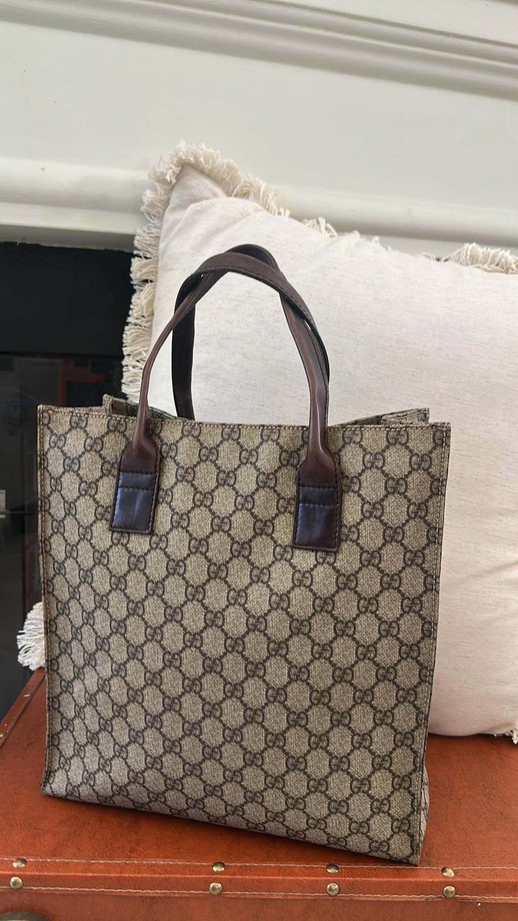 GUCCI Vintage  GG Supreme Canvas Tote – Beige/Ebony Monogram