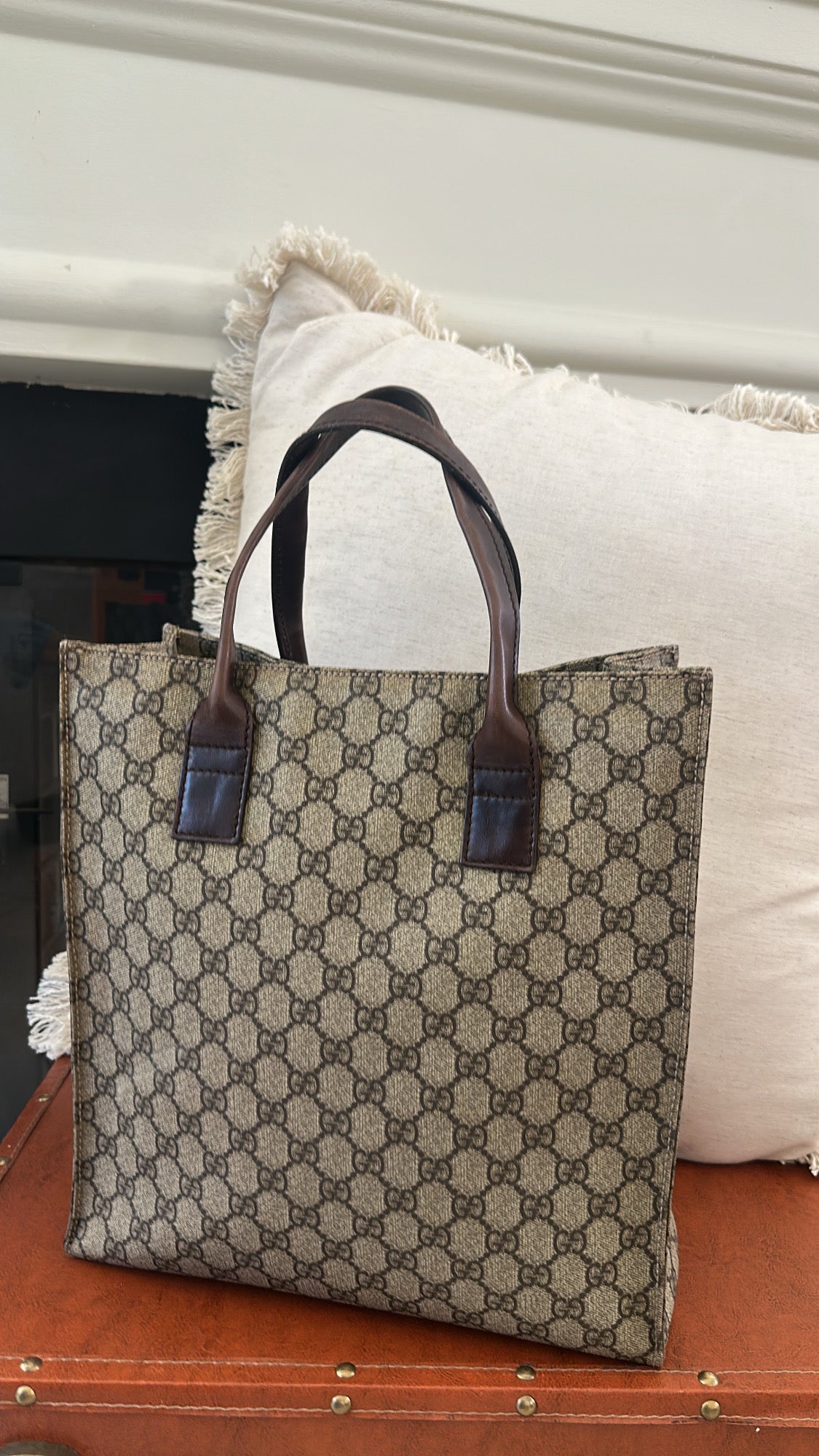 GUCCI Vintage  GG Supreme Canvas Tote – Beige/Ebony Monogram