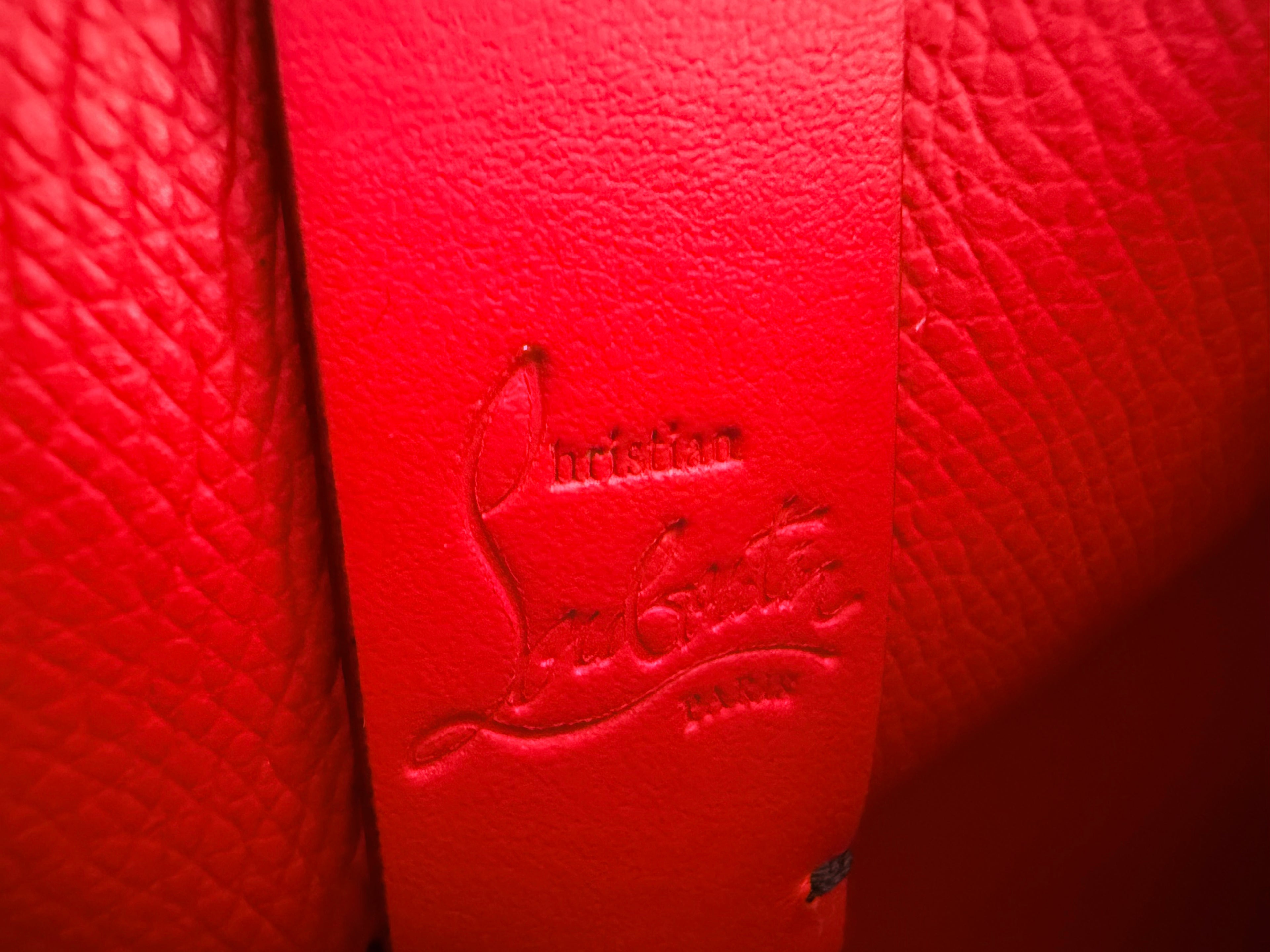 Christian Louboutin Cabata Small Leopard Jacquard Studded Tote (Black/Red)