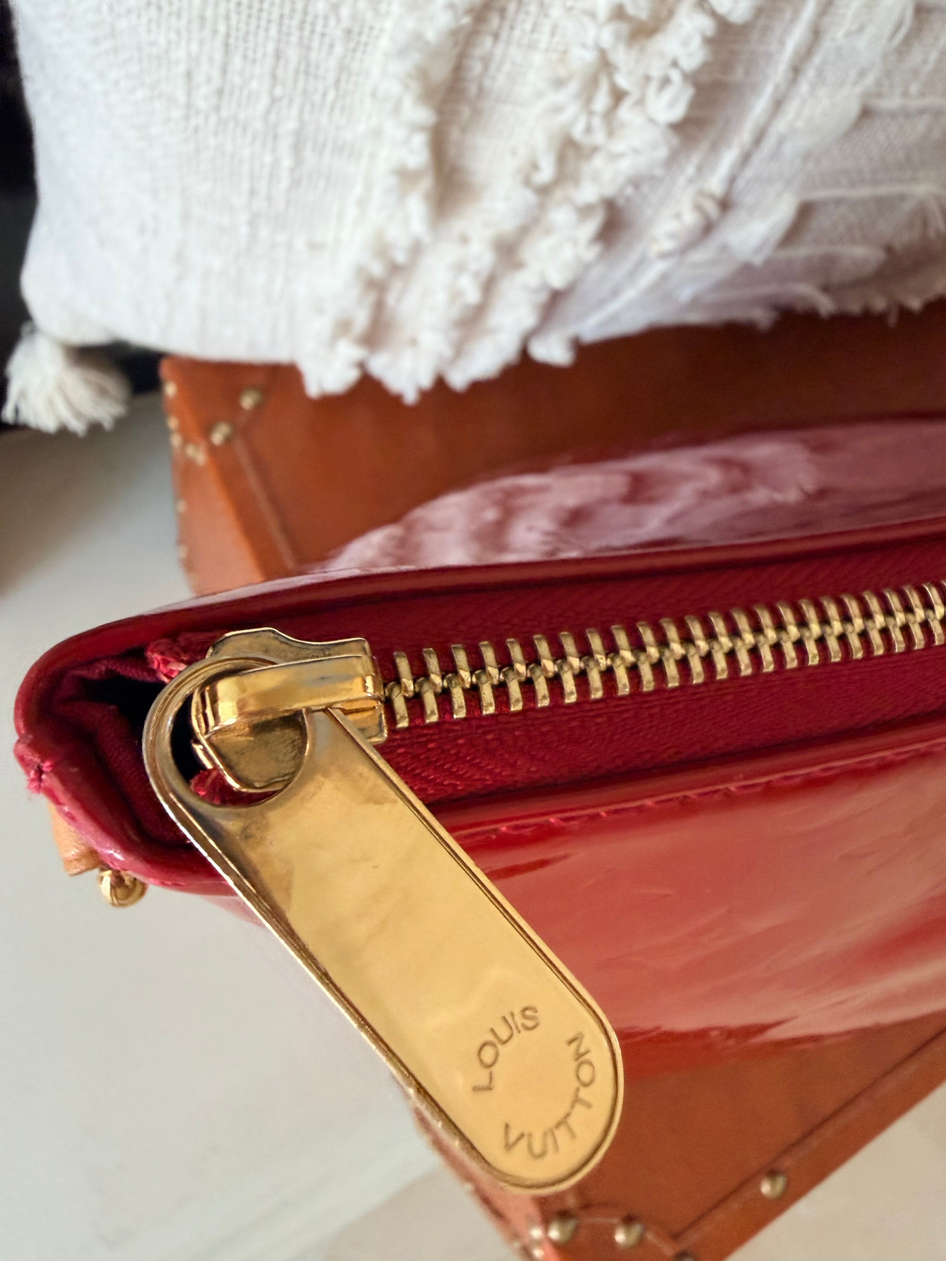 Louis Vuitton Vernis Tote Bag | Red Patent Monogram Shoulder Bag | LV Glossy Leather Tote
