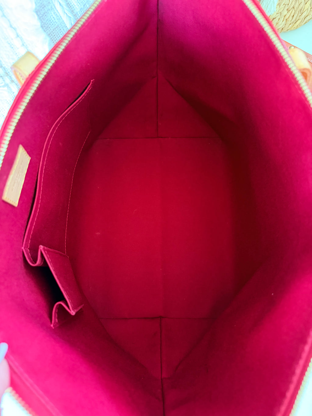 Louis Vuitton Vernis Tote Bag | Red Patent Monogram Shoulder Bag | LV Glossy Leather Tote