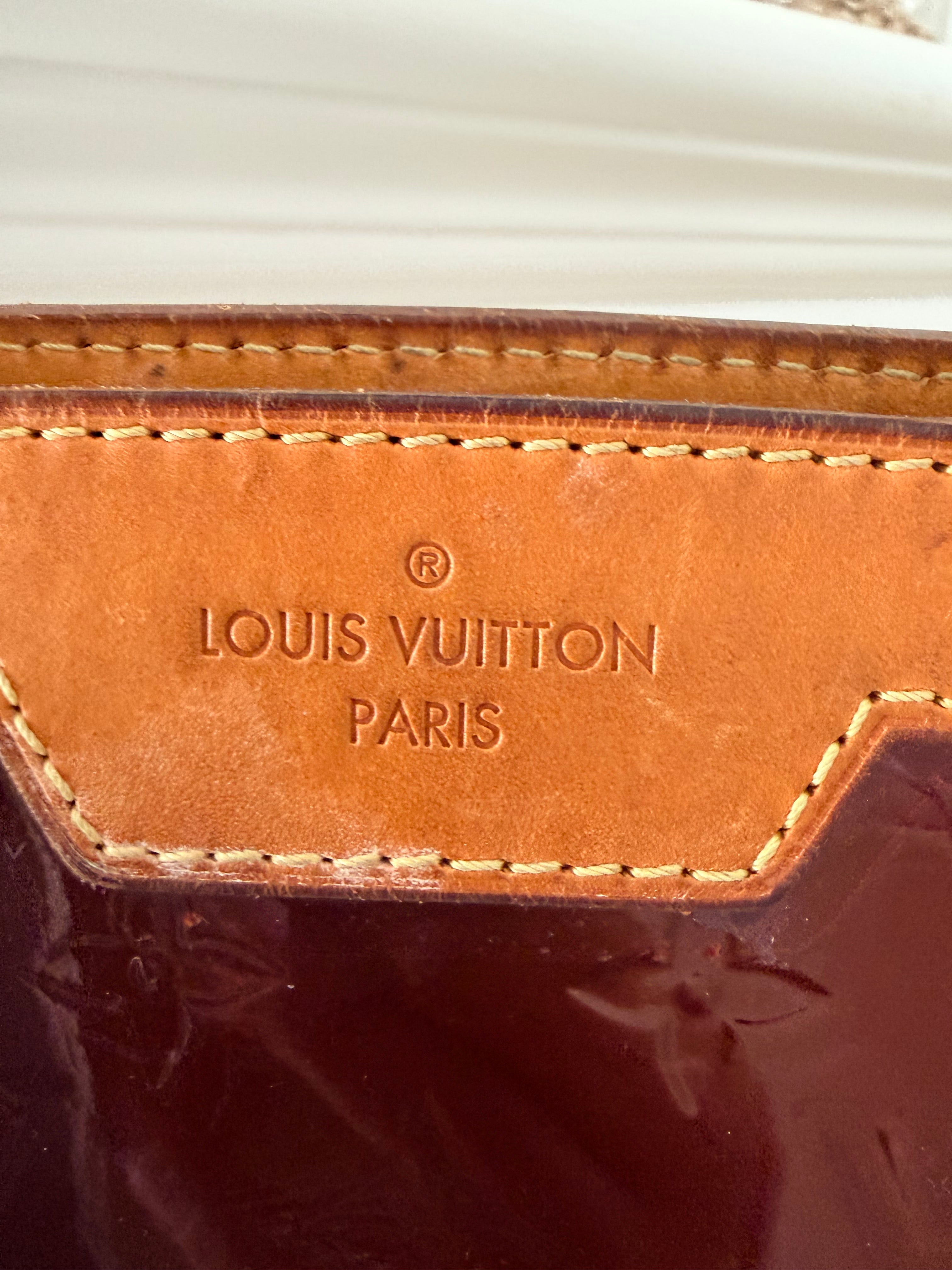 Louis Vuitton Vernis Brea MM Amarante Patent Leather Satchel | LV Monogram Vernis Shoulder Bag