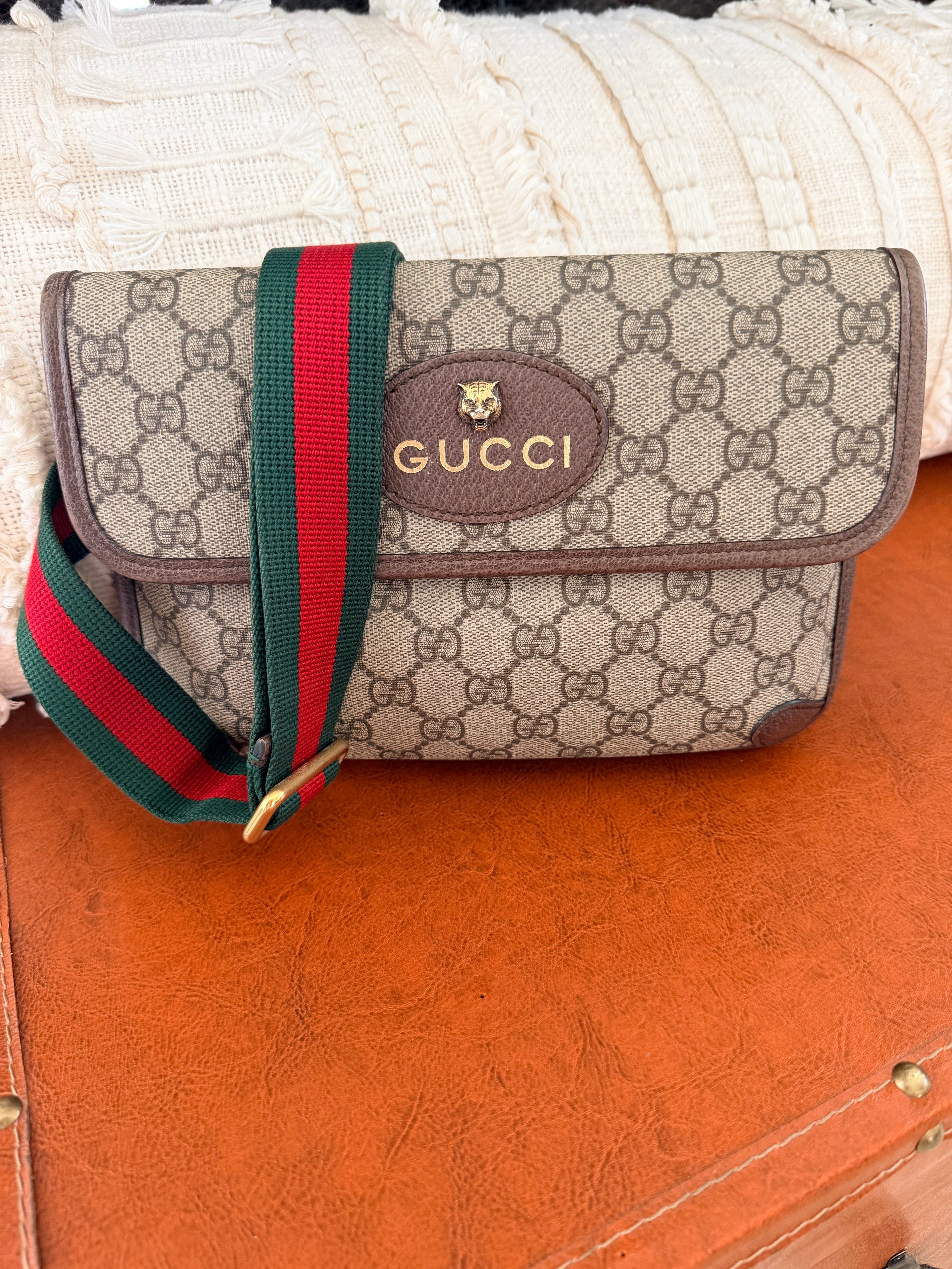 Gucci GG Supreme Neo Vintage Web Belt Bag | Gucci Monogram Crossbody Waist Bag
