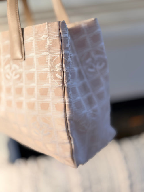 Chanel Beige Jacquard CC Tote Bag Shoulder Bag Neutral Luxury Handbag