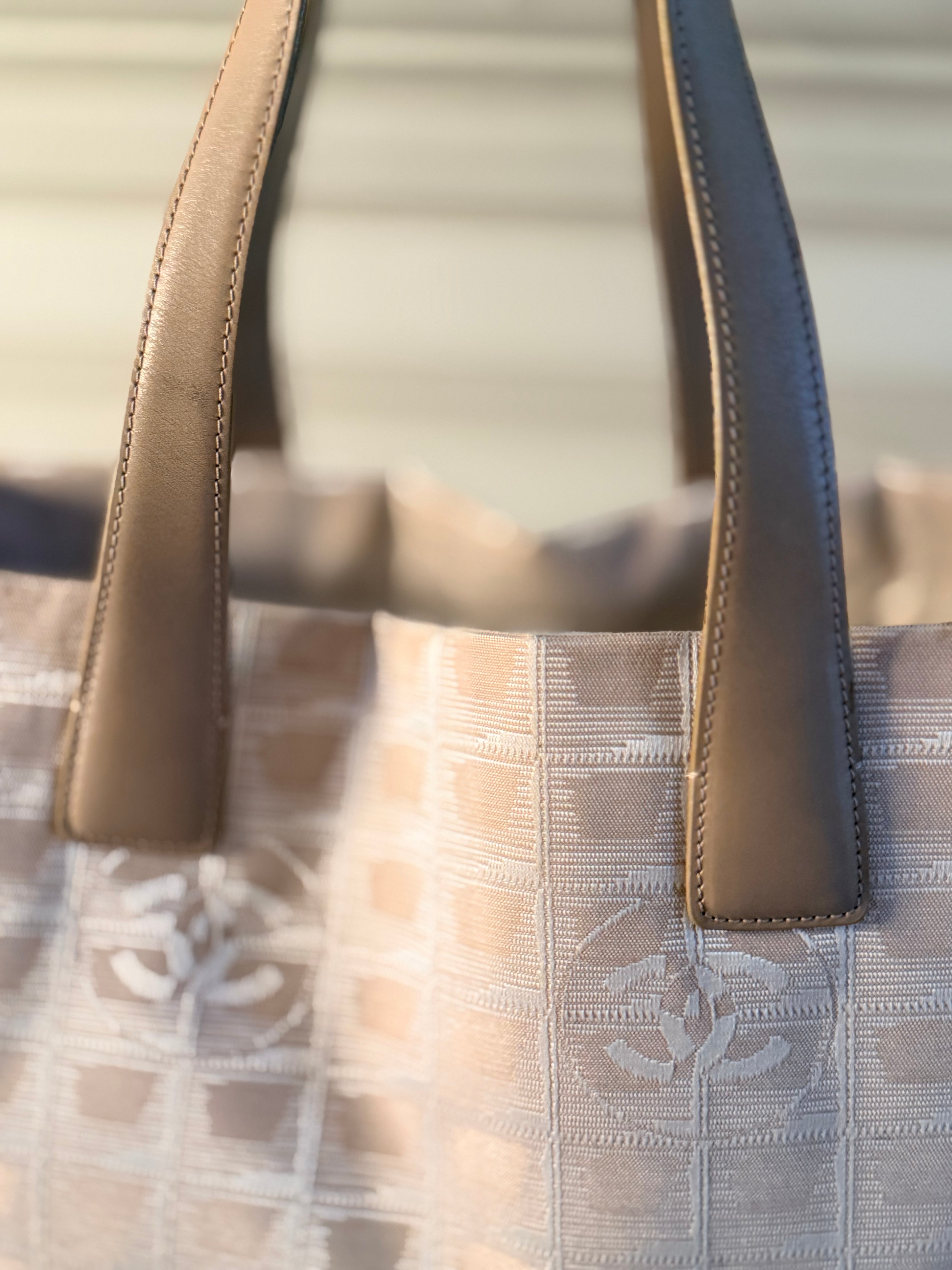Chanel Beige Jacquard CC Tote Bag Shoulder Bag Neutral Luxury Handbag