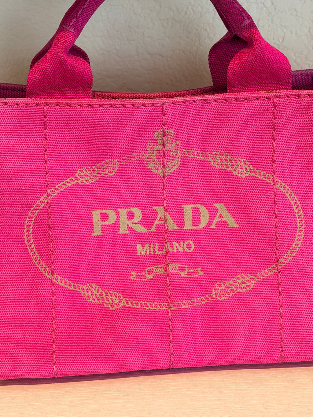 Prada Re-Edition Canvas Mini Tote Bag Pink with Strap | Prada Milano Small Top Handle Crossbody