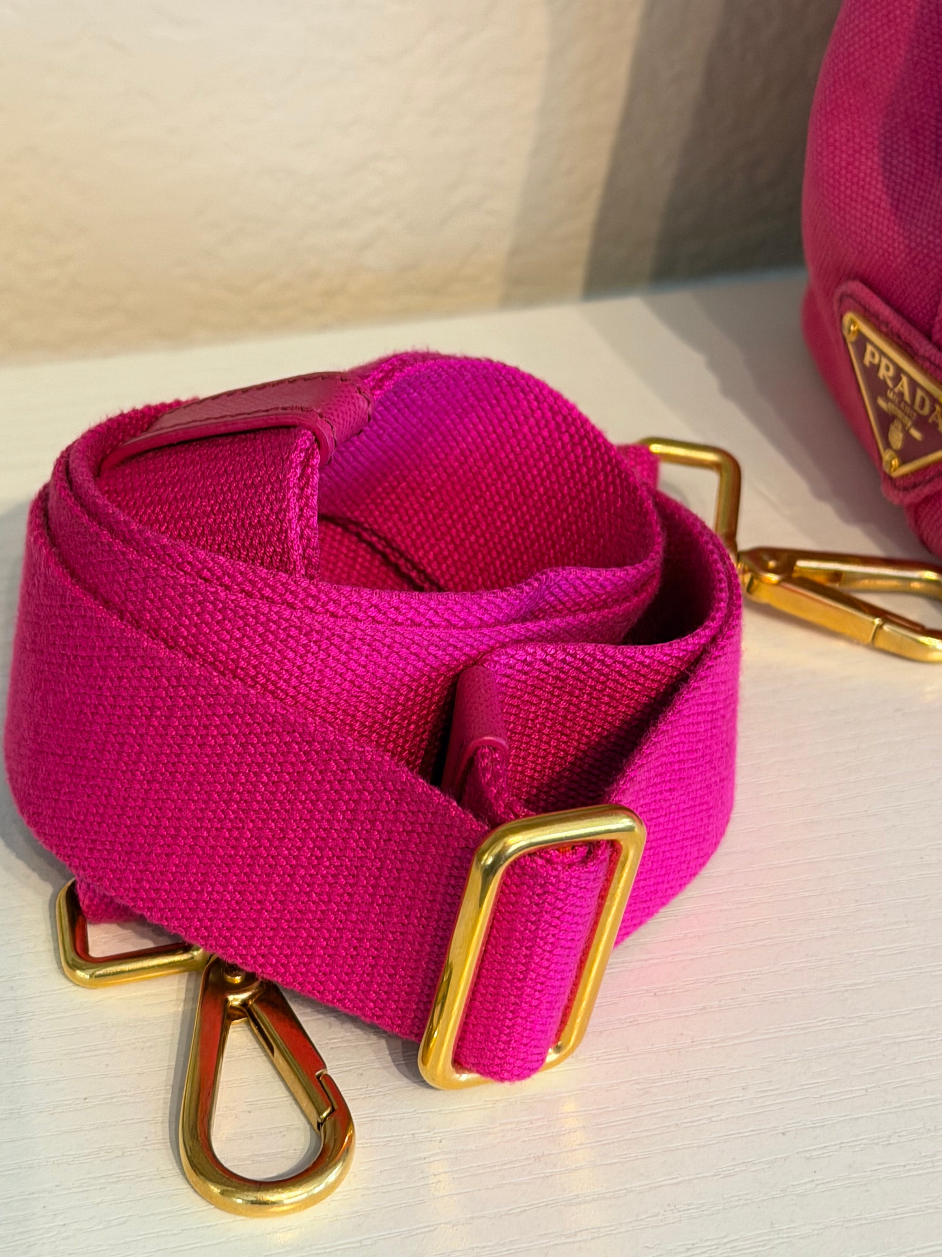 Prada Re-Edition Canvas Mini Tote Bag Pink with Strap | Prada Milano Small Top Handle Crossbody