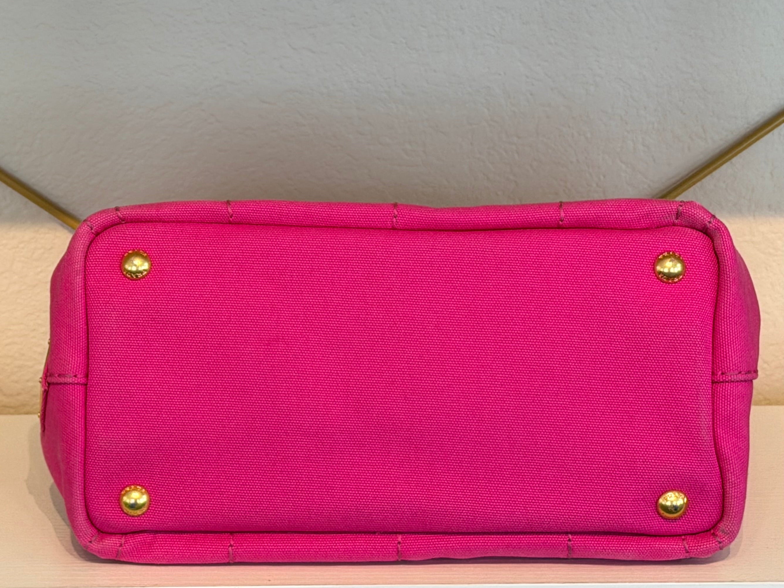 Prada Re-Edition Canvas Mini Tote Bag Pink with Strap | Prada Milano Small Top Handle Crossbody