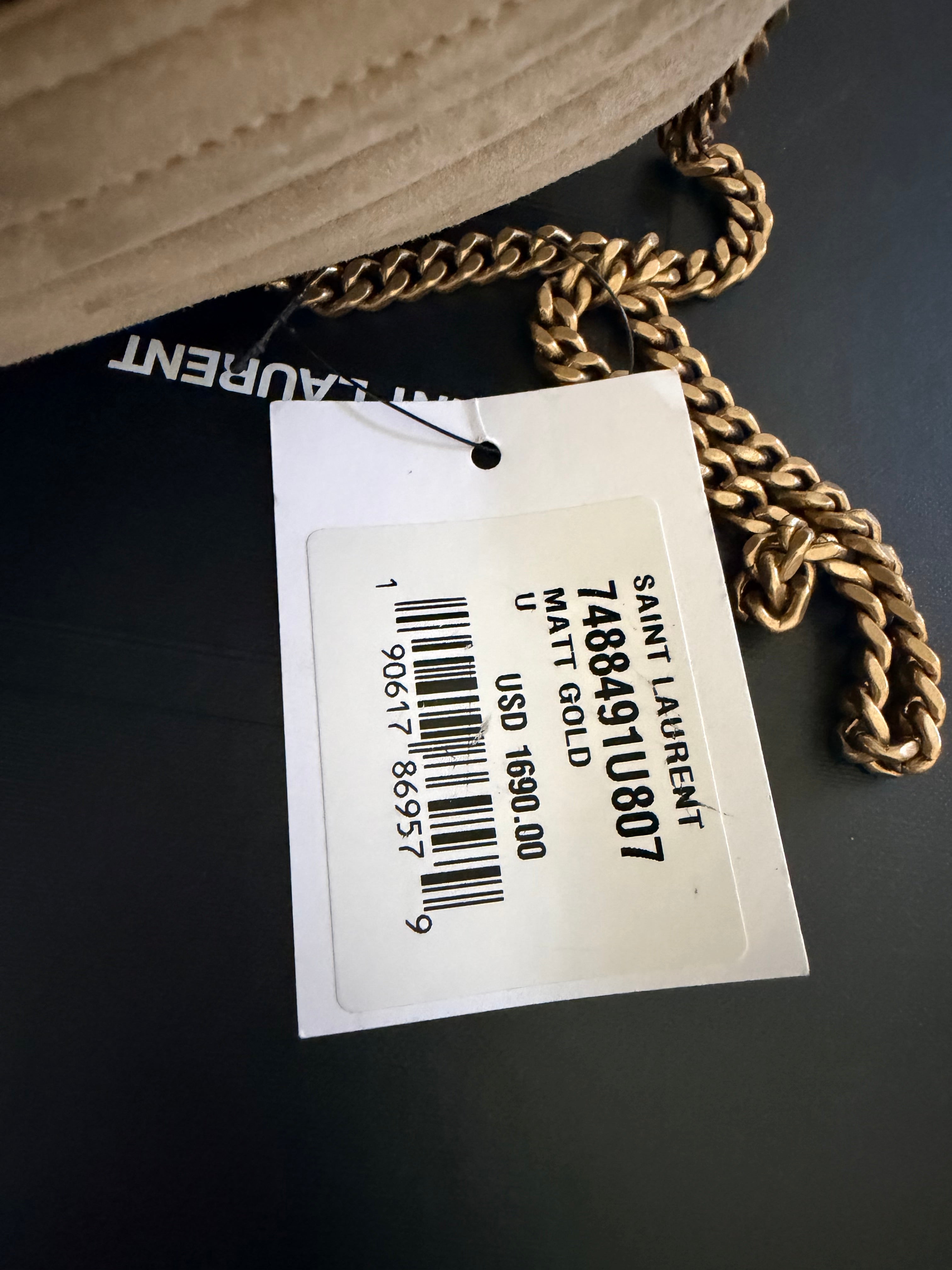 SAINT LAURENT Lou Mini YSL Camera Bag in Quilted Suede