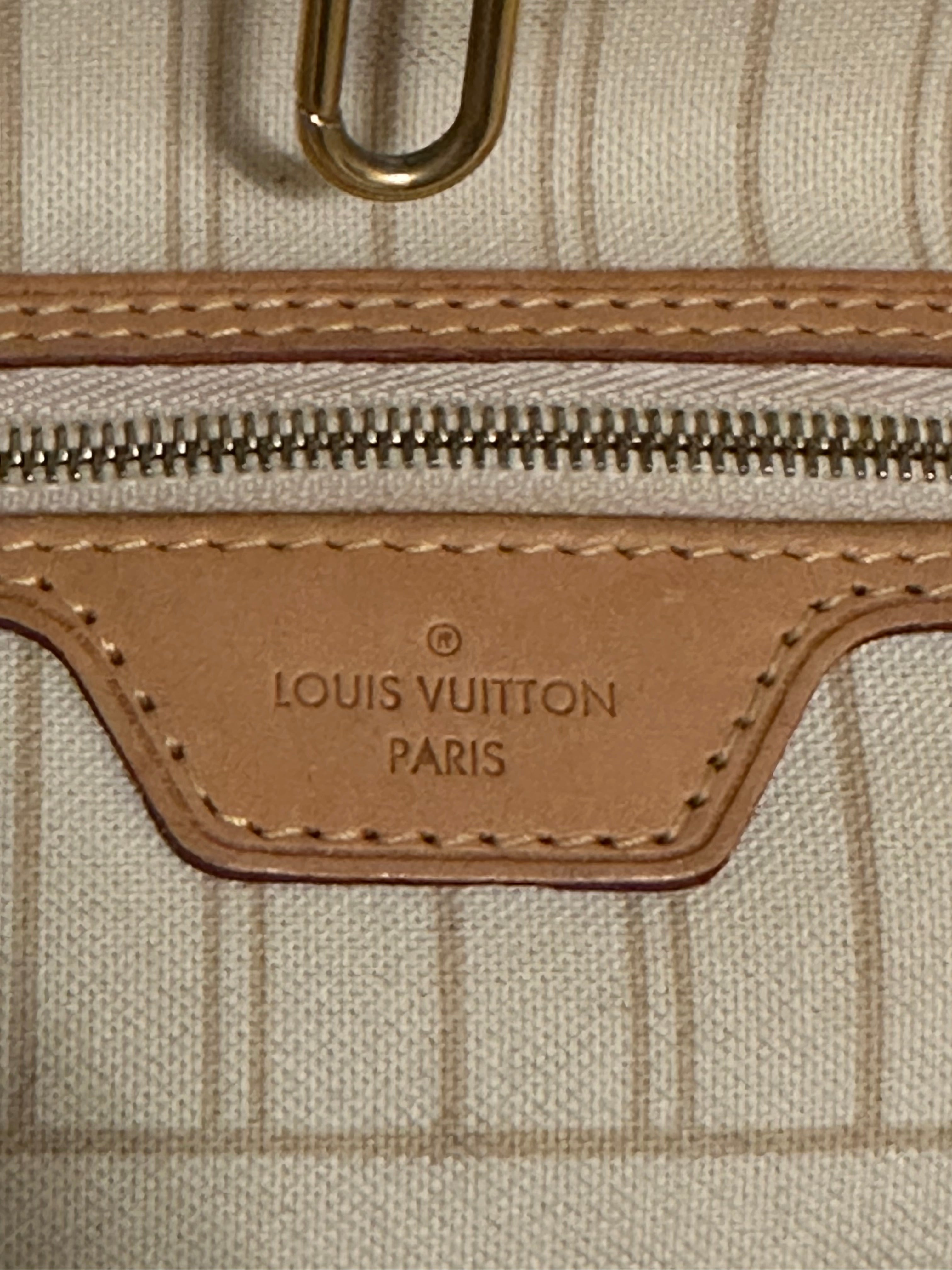 LOUIS VUITTON Neverfull MM Damier Azur Tote Bag – Classic Designer Shoulder Tote