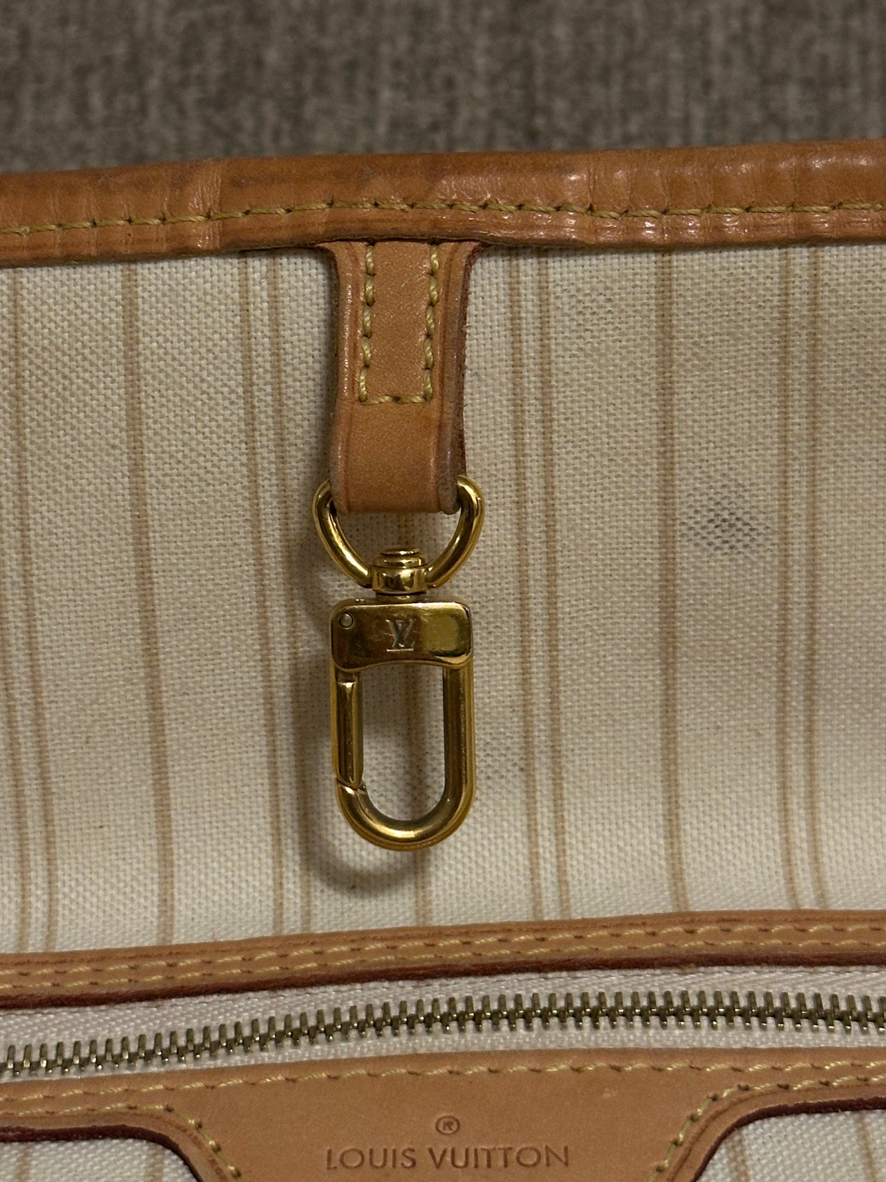 LOUIS VUITTON Neverfull MM Damier Azur Tote Bag – Classic Designer Shoulder Tote