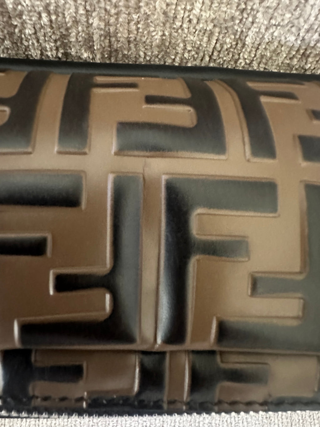 FENDI FF Embossed Leather Belt Bag – Brown Zucca Monogram Crossbody Waist Bag
