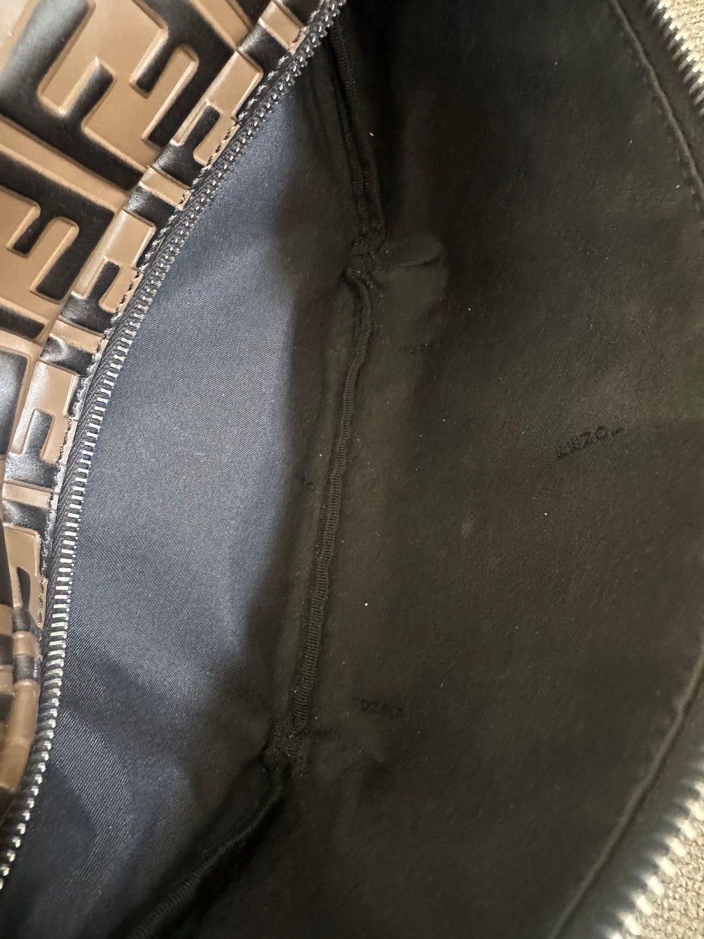 FENDI FF Embossed Leather Belt Bag – Brown Zucca Monogram Crossbody Waist Bag