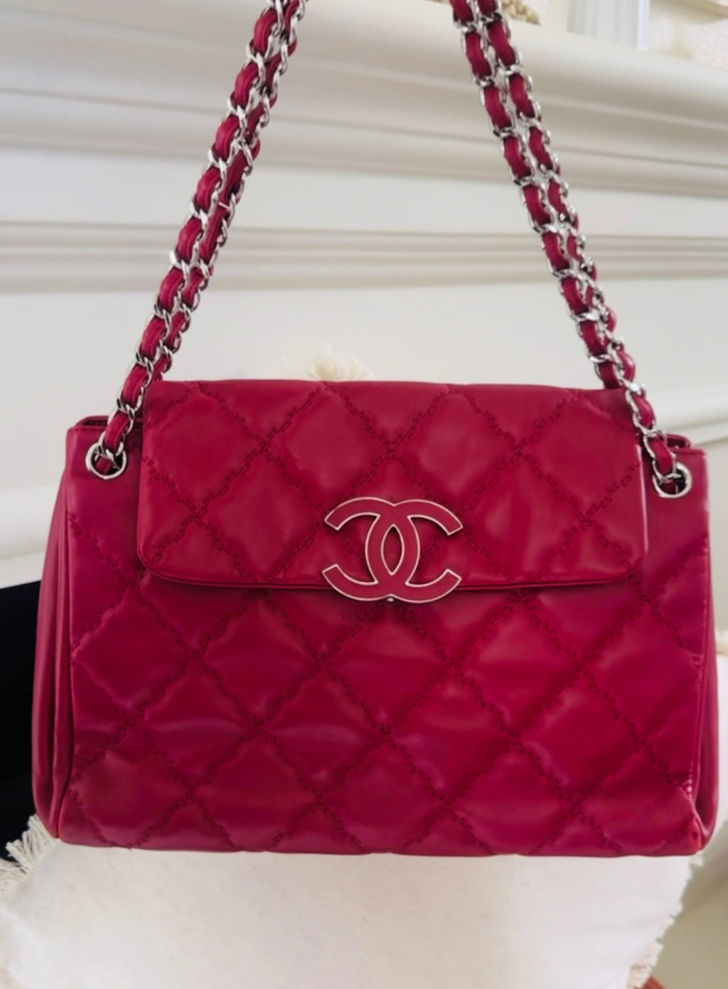 CHANEL Fuchsia Pink Quilted Calfskin | Silver Hardware | c. 2012