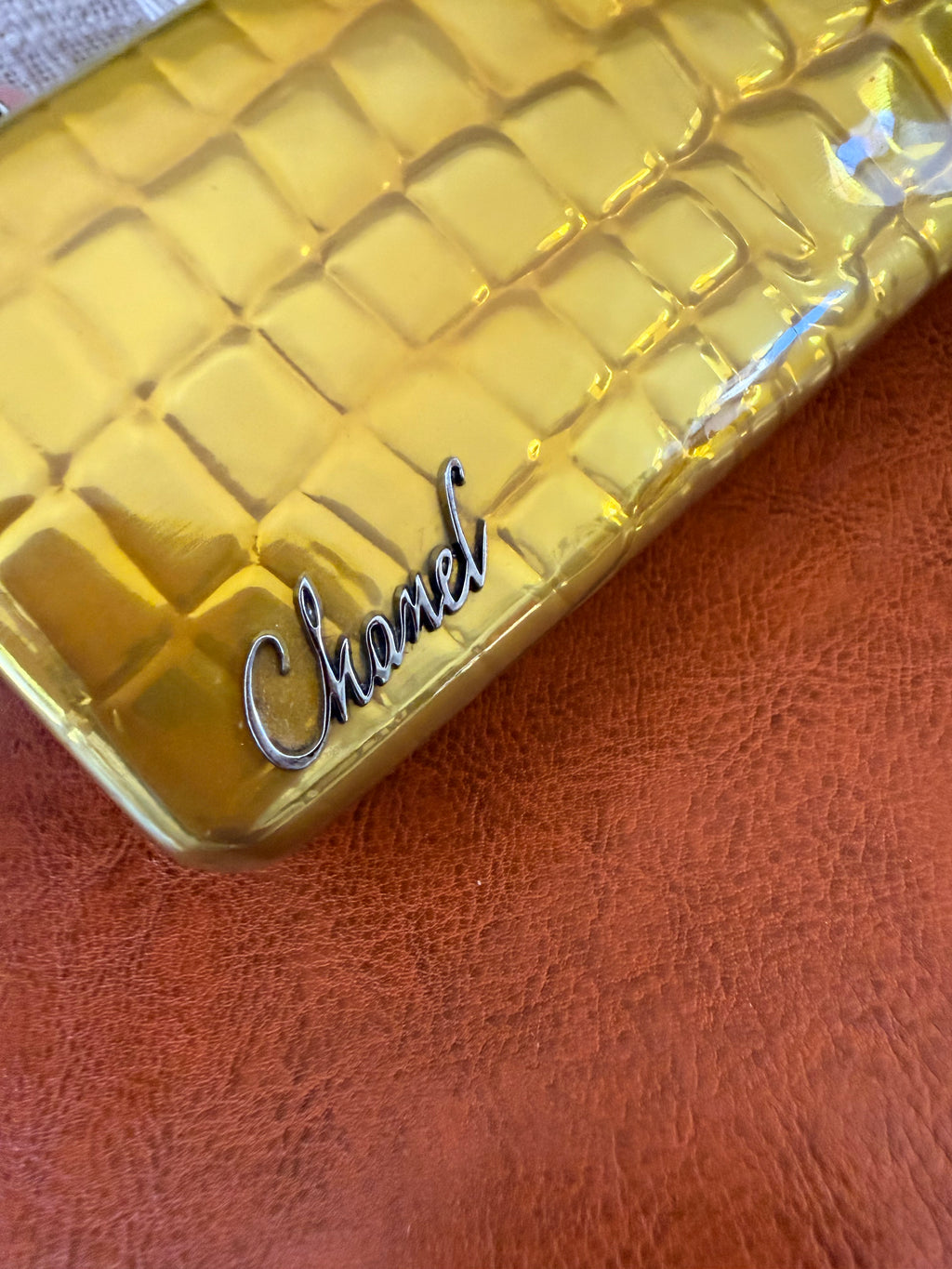 CHANEL Yellow Croc-Embossed Evening Box Bag✨