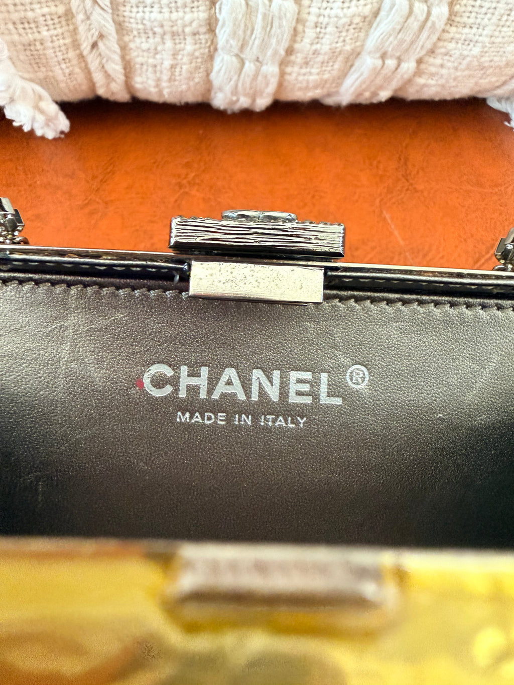 CHANEL Yellow Croc-Embossed Evening Box Bag✨