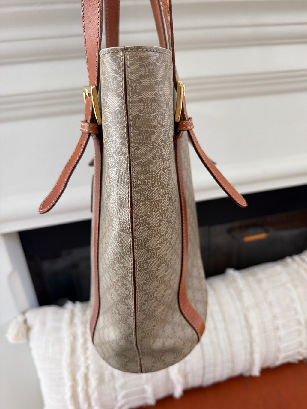 Celine Macadam Pattern Canvas Bucket Tote Shoulder
