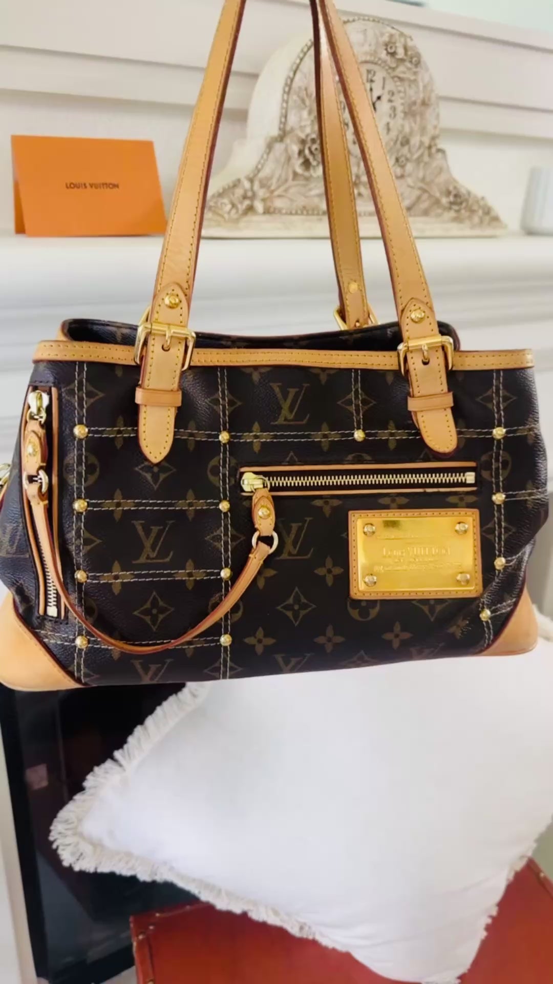 Louis Vuitton Riveting MM Monogram Canvas Shoulder Bag | Authentic Vintage Louis Vuitton Handbag