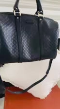 GUCCI Joy Boston Bag Black Microguccissima Leather – Gucci Leather Travel/Work Satchel with Shoulder Strap
